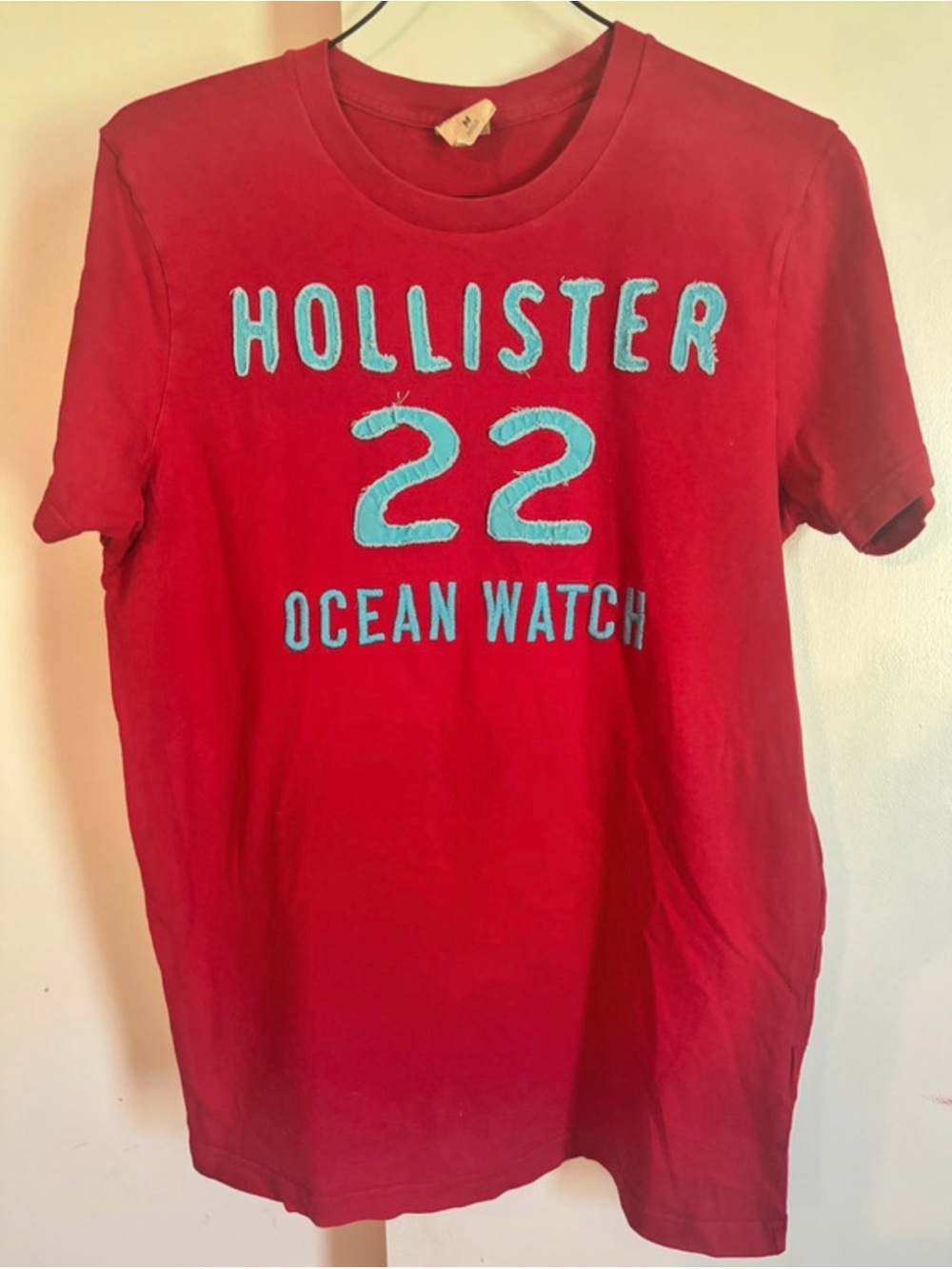 Y2K Hollister Red "Ocean Watch 22" Logo Tee